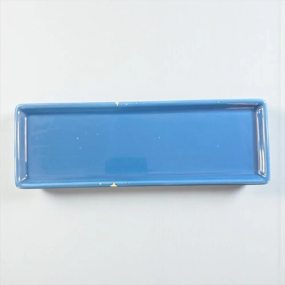 Ceramic Butter Dish with Yellow Butter Stick Design and Blue Base